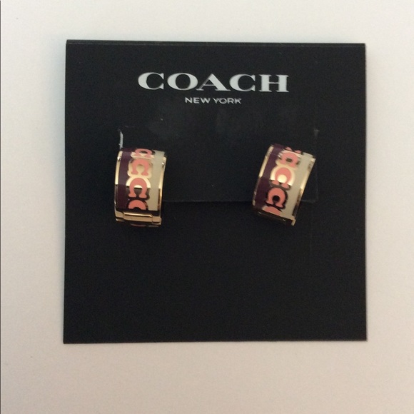 Coach Signature C Huggie Earrings NWT - Picture 5 of 6